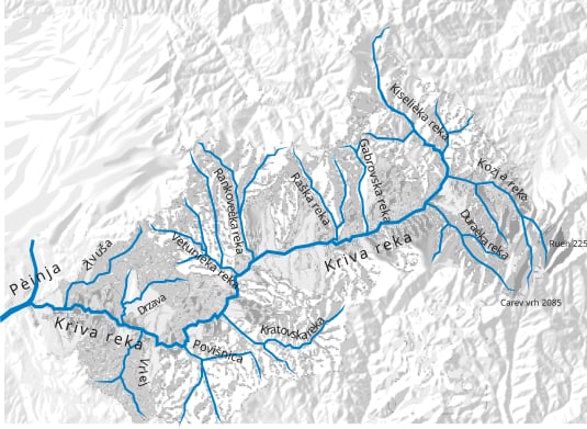 Urban floods – Which path does the Kriva Reka River take?