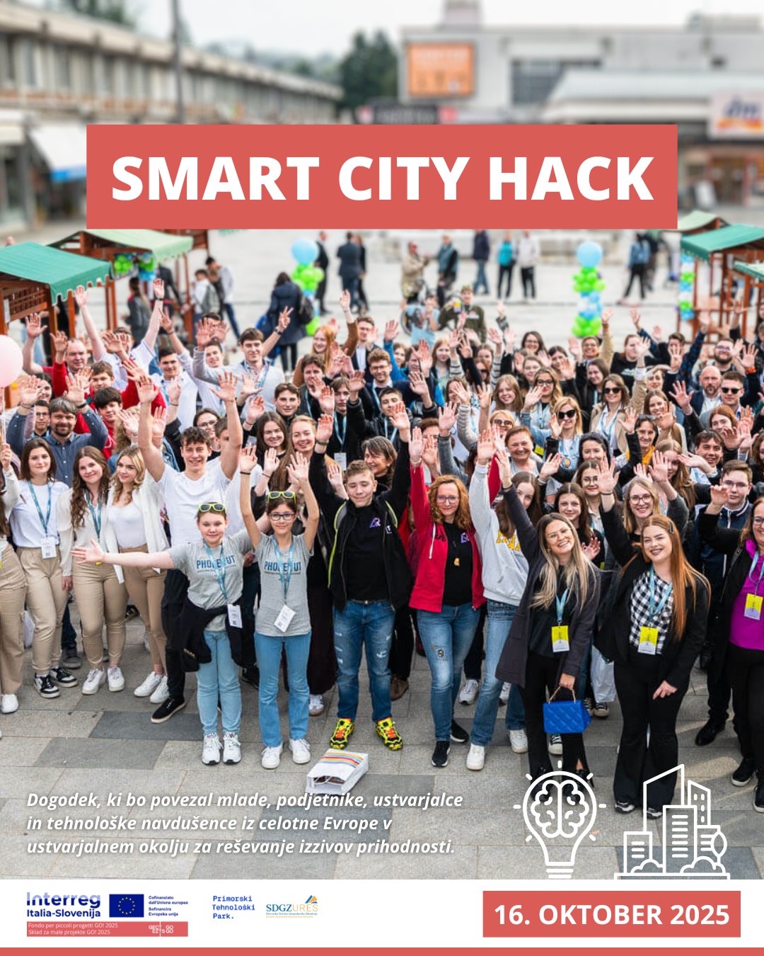 Миа, Сара, Матеа и Велинчо од СОУ „Гошо Викентиев“ – Кочани на меѓународниот SMART CITY HACK хакатон.
